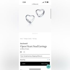 Tiffany & Co open heart stud earrings! Polished and barely worn